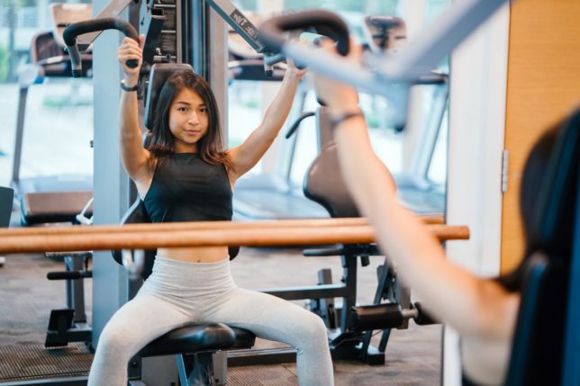 a person exercising in the gym